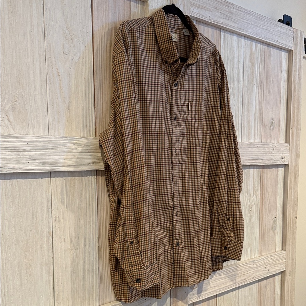 Classic Brown Checkered Button-Down Shirt - image 3
